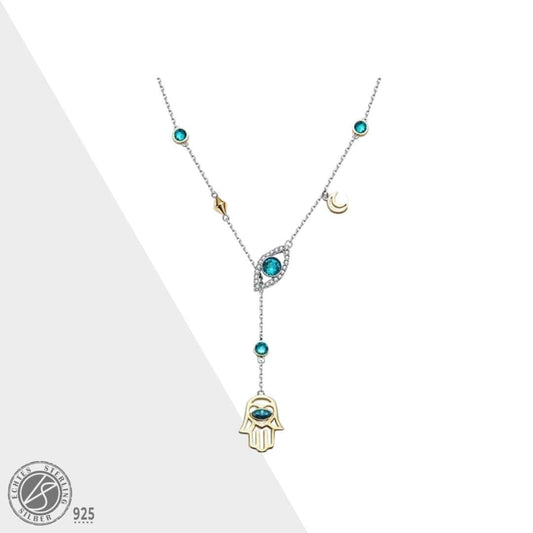 Sparkling Crystal Hamsa Pendant Necklace - Pexav