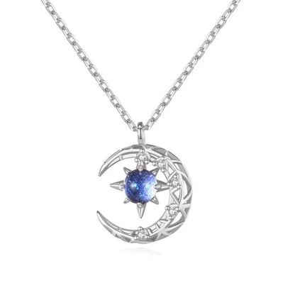 Shining Moon and Star Pendant Necklace - Pexav