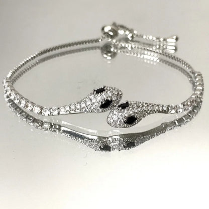 Shiny Snake Bangle with Sparkling Zirconia - Pexav