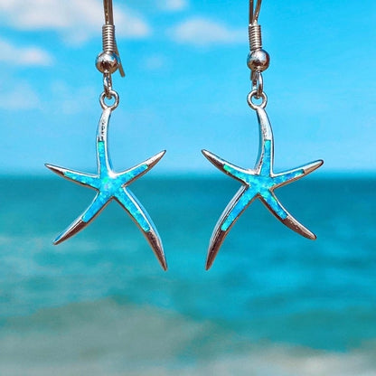 Shiny Ocean Starfish Opal Drop Earrings - Pexav
