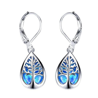 Sparkling Opal Tree Life Drop Earrings - Pexav