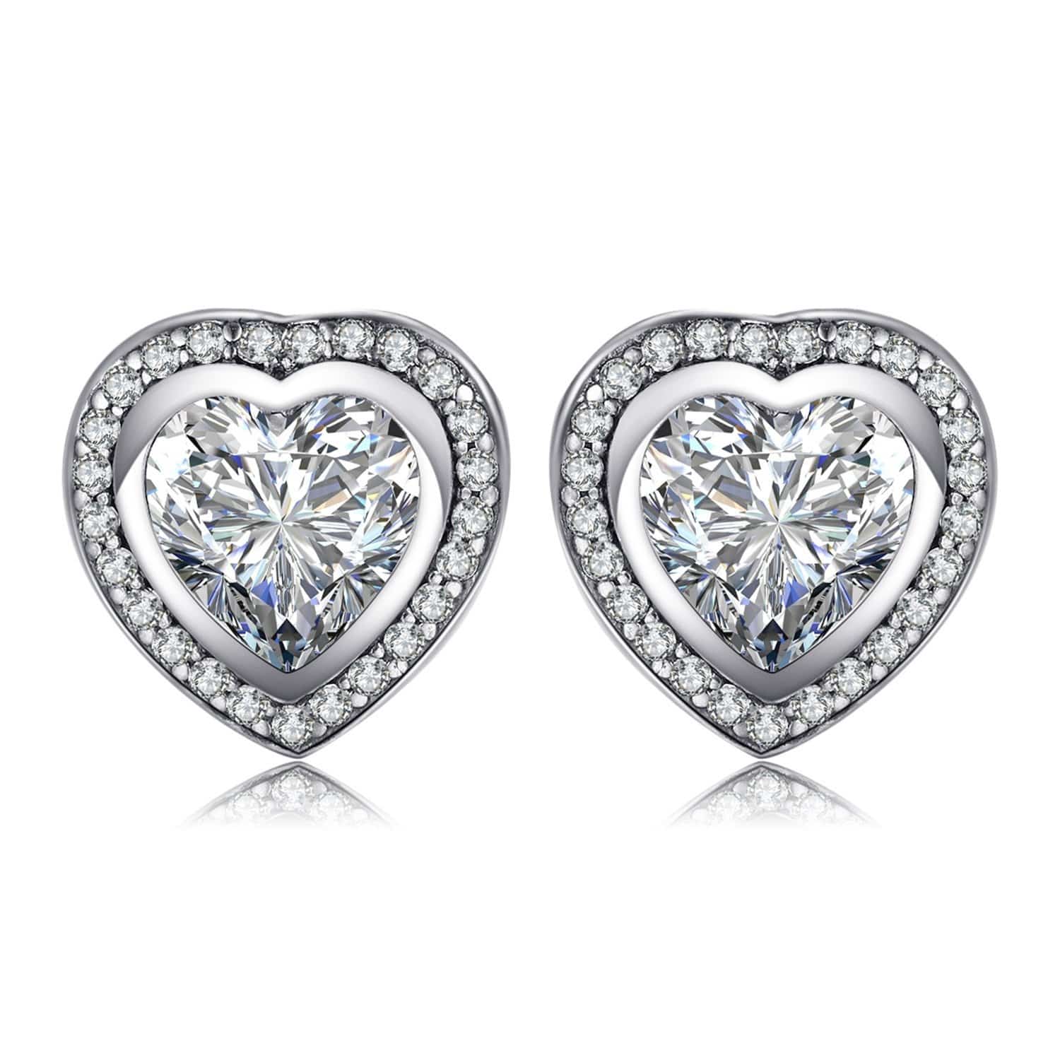 Silver Zirconia Heart-Shaped Earrings - Celestia-Nora Luxe