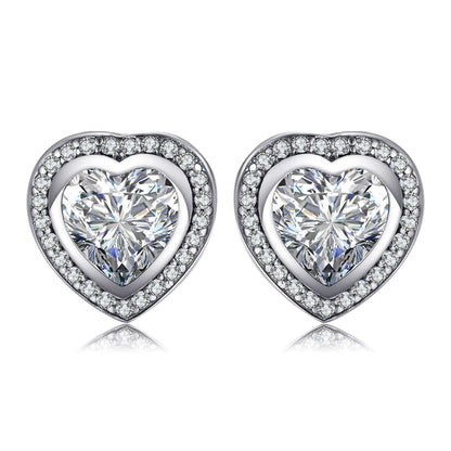 Silver Zirconia Heart-Shaped Earrings - Celestia-Nora Luxe