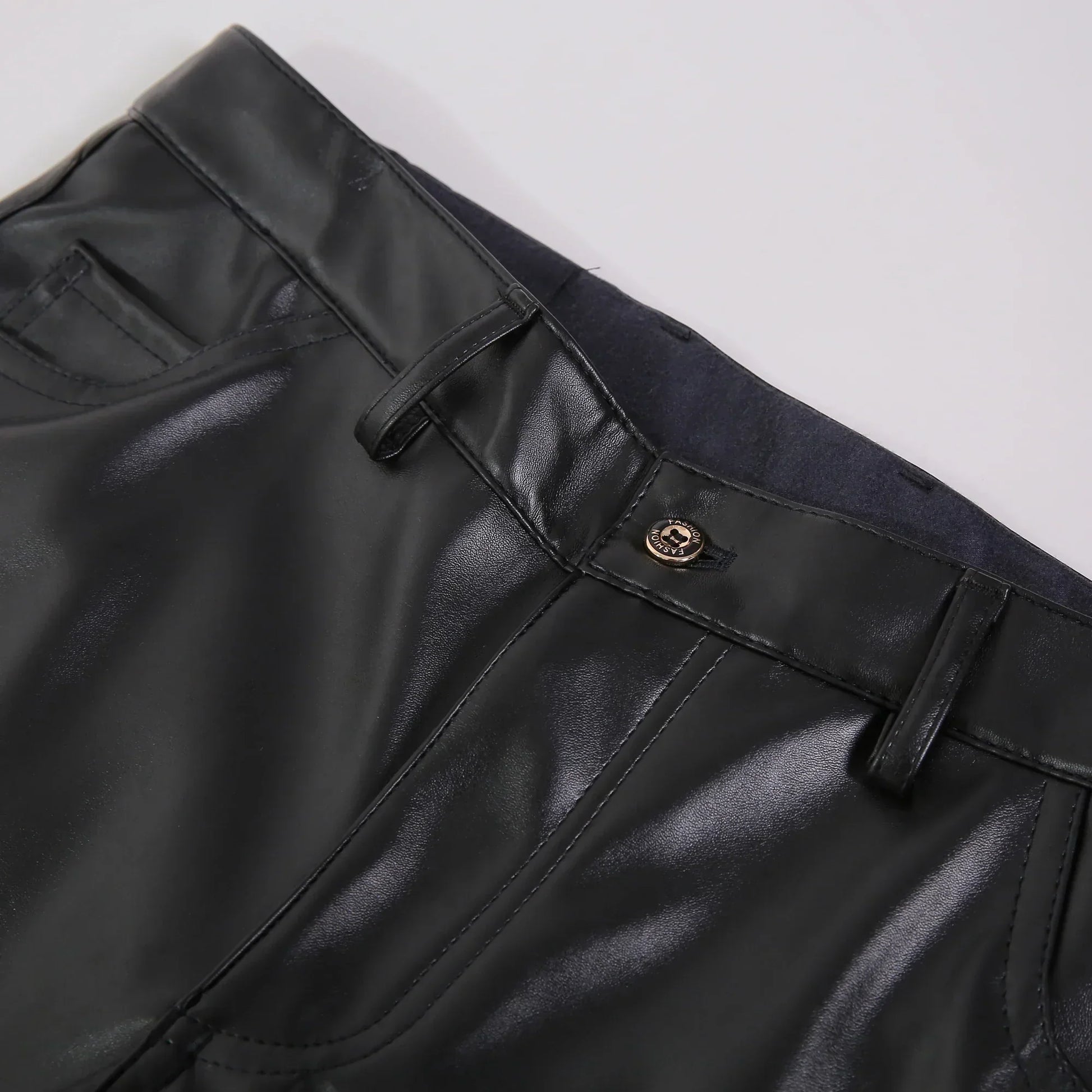 Skinny Fit Elastic Leather Trousers for Men - Lars-Black-28-Nora Luxe