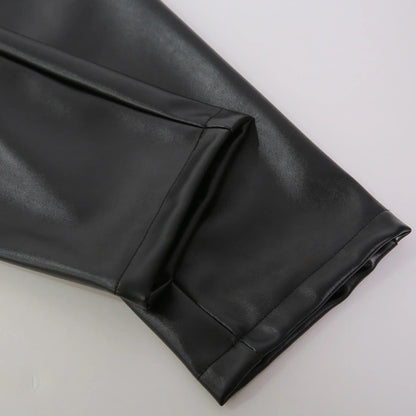 Skinny Fit Elastic Leather Trousers for Men - Lars-Black-28-Nora Luxe