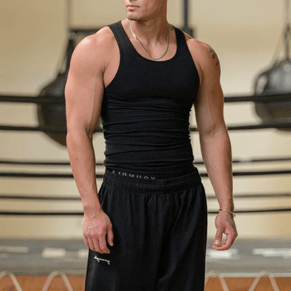 Sleeveless men's fitness T-shirt made from breathable material – Nico-Black-M-The Livary