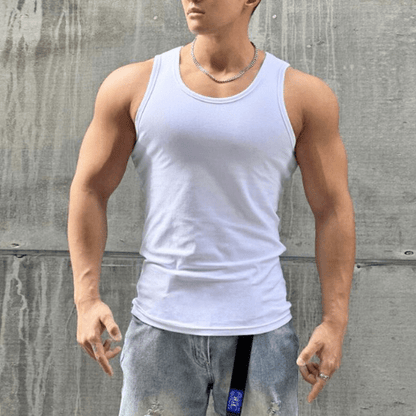 Sleeveless men's fitness T-shirt made from breathable material – Nico-White-M-The Livary