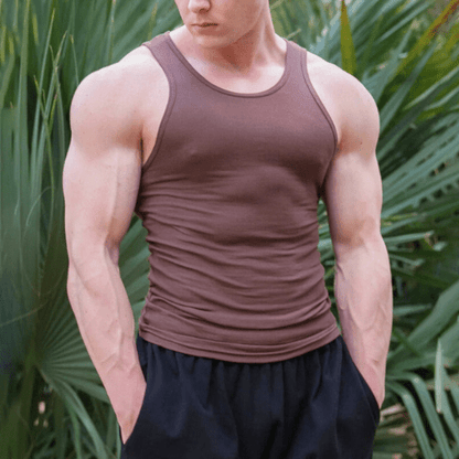 Sleeveless men's fitness T-shirt made from breathable material – Nico-Wine red-M-The Livary