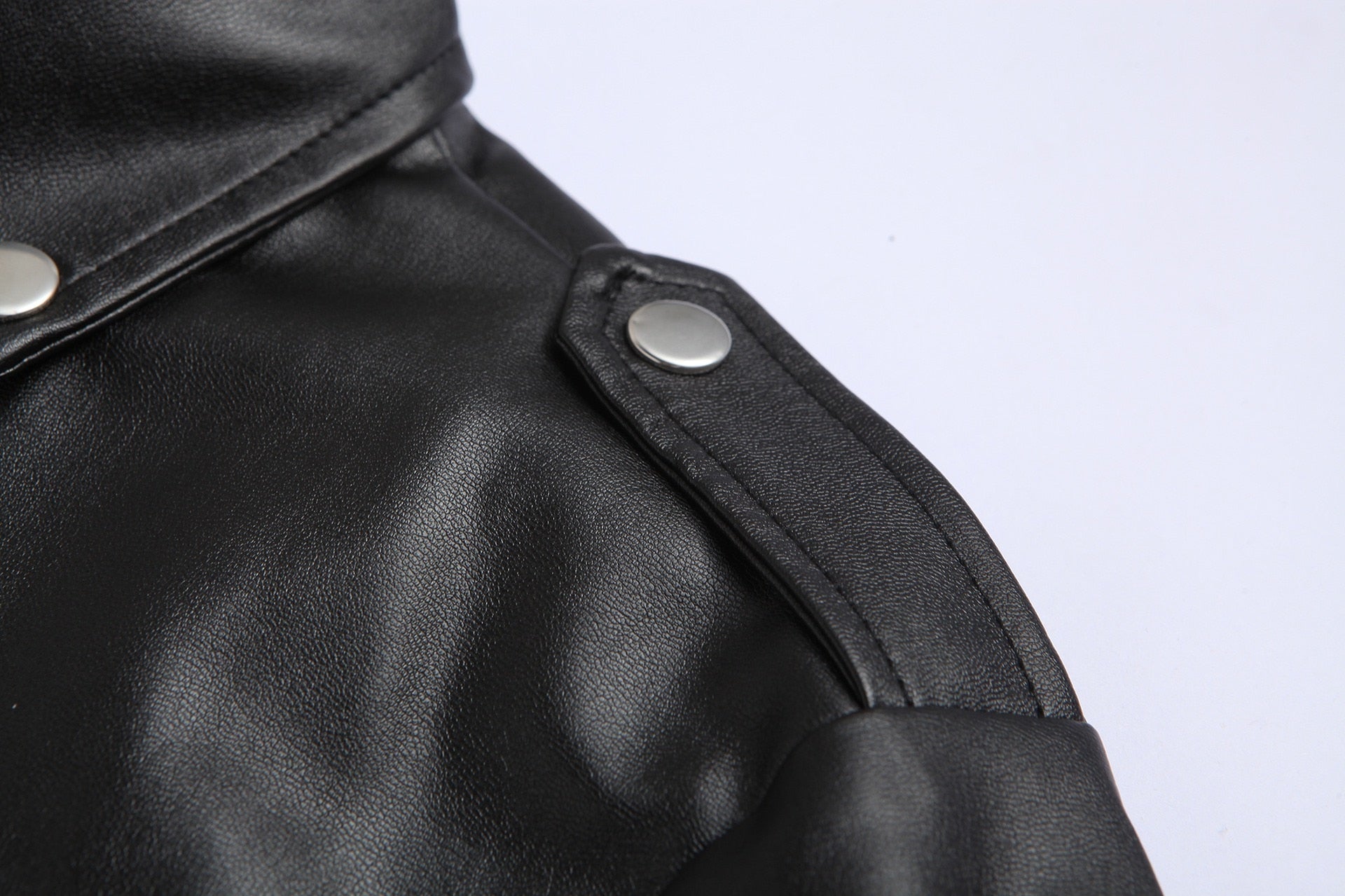 Slim Fit Leather Men's Motorcycle Jacket with Stand-up Collar - Ryder-Black-XS-Nora Luxe