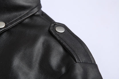 Slim Fit Leather Men's Motorcycle Jacket with Stand-up Collar - Ryder-Black-XS-Nora Luxe