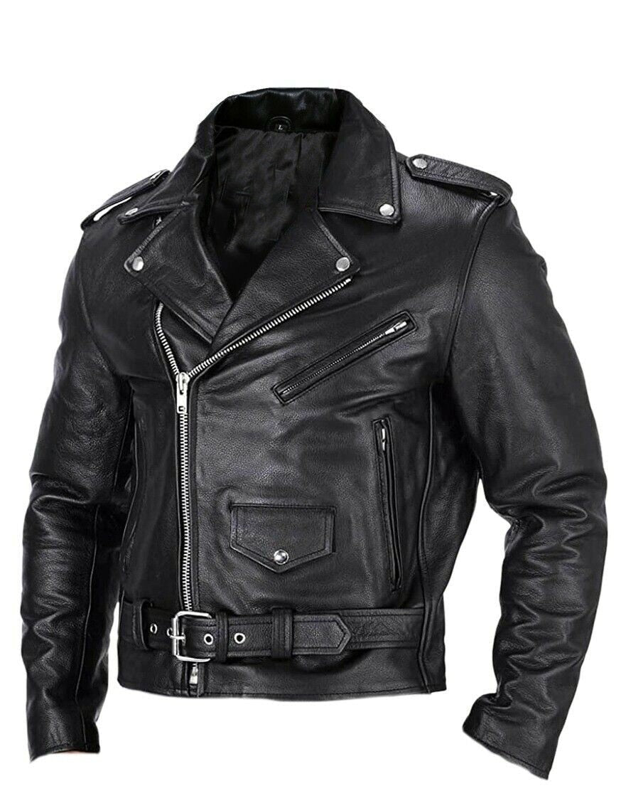 Classic Biker Leather Jacket for Men - Ryder - Pexav