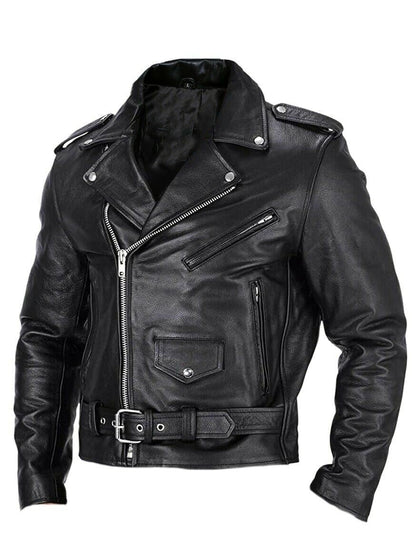 Classic Biker Leather Jacket for Men - Ryder - Pexav
