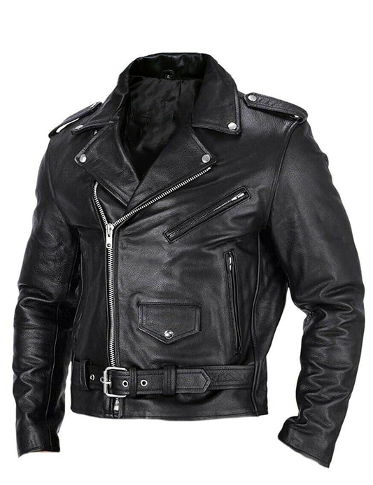Classic Biker Leather Jacket for Men - Ryder - Pexav