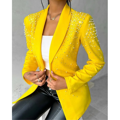 Elegant Women's Blazer with Pearl Buttons - Pexav