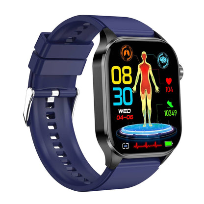 Smartwatch with ECG, Blood Sugar and Blood Pressure Monitoring - HealthSync-Blue-Nora Luxe