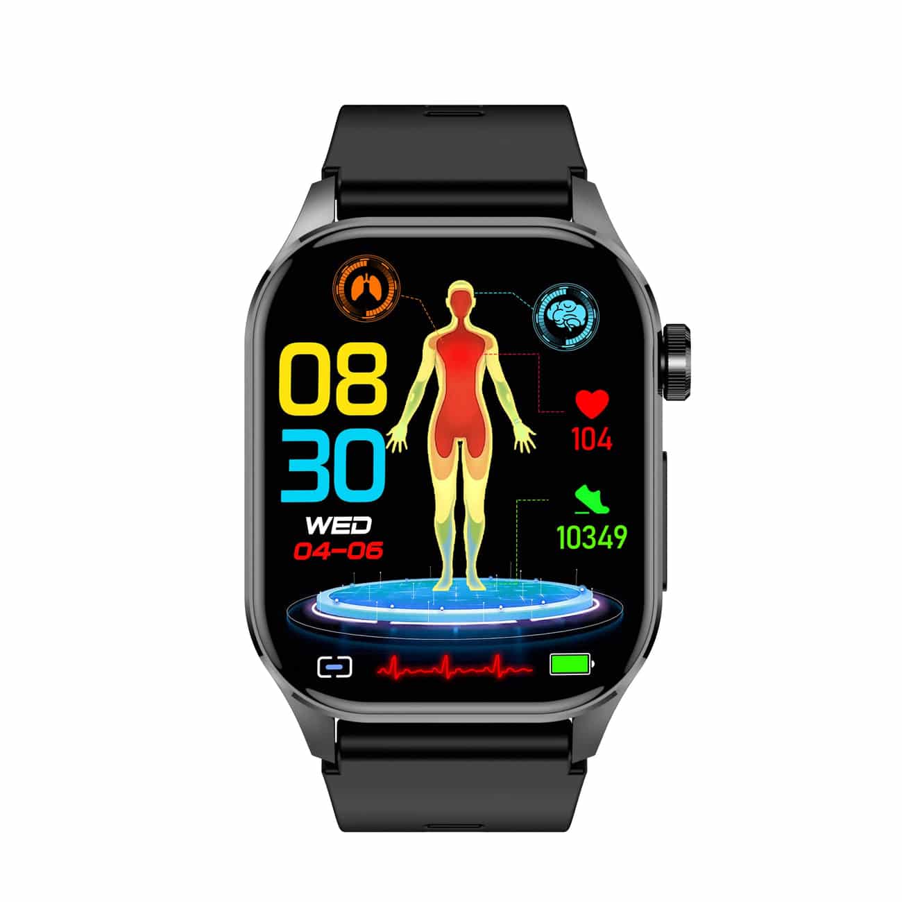 Smartwatch with ECG, Blood Sugar and Blood Pressure Monitoring - HealthSync-Blue-Nora Luxe