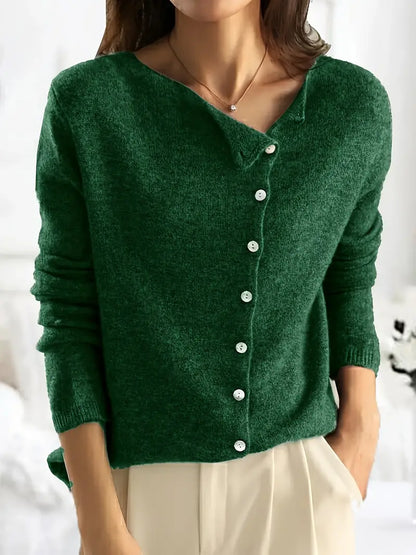 Smooth Asymmetrical Vest with Button Closure - Sienna-Dark Green-S-Nora Luxe