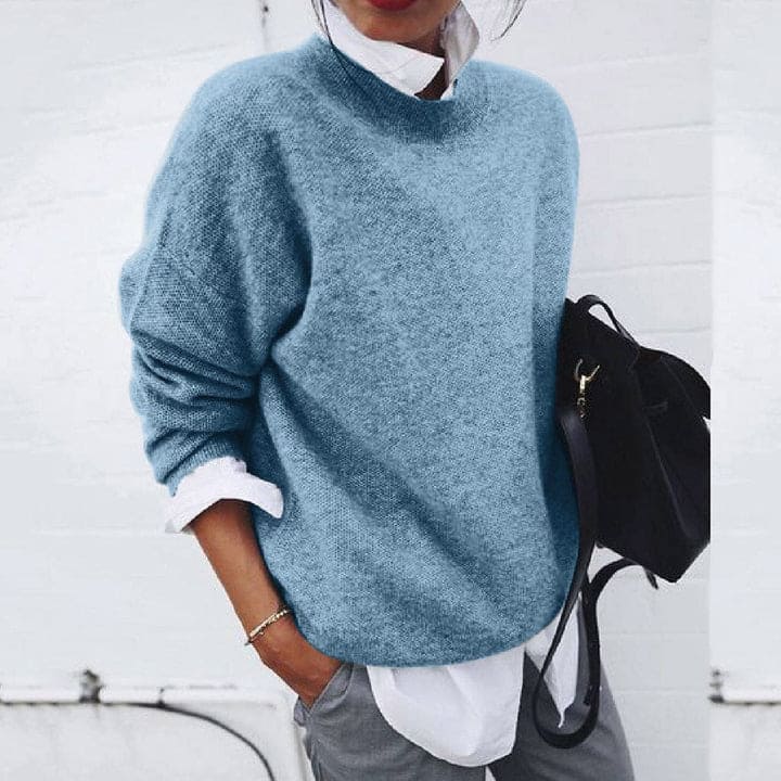 Soft Cashmere Women's Sweater - Elise-Blue-XS-Nora Luxe