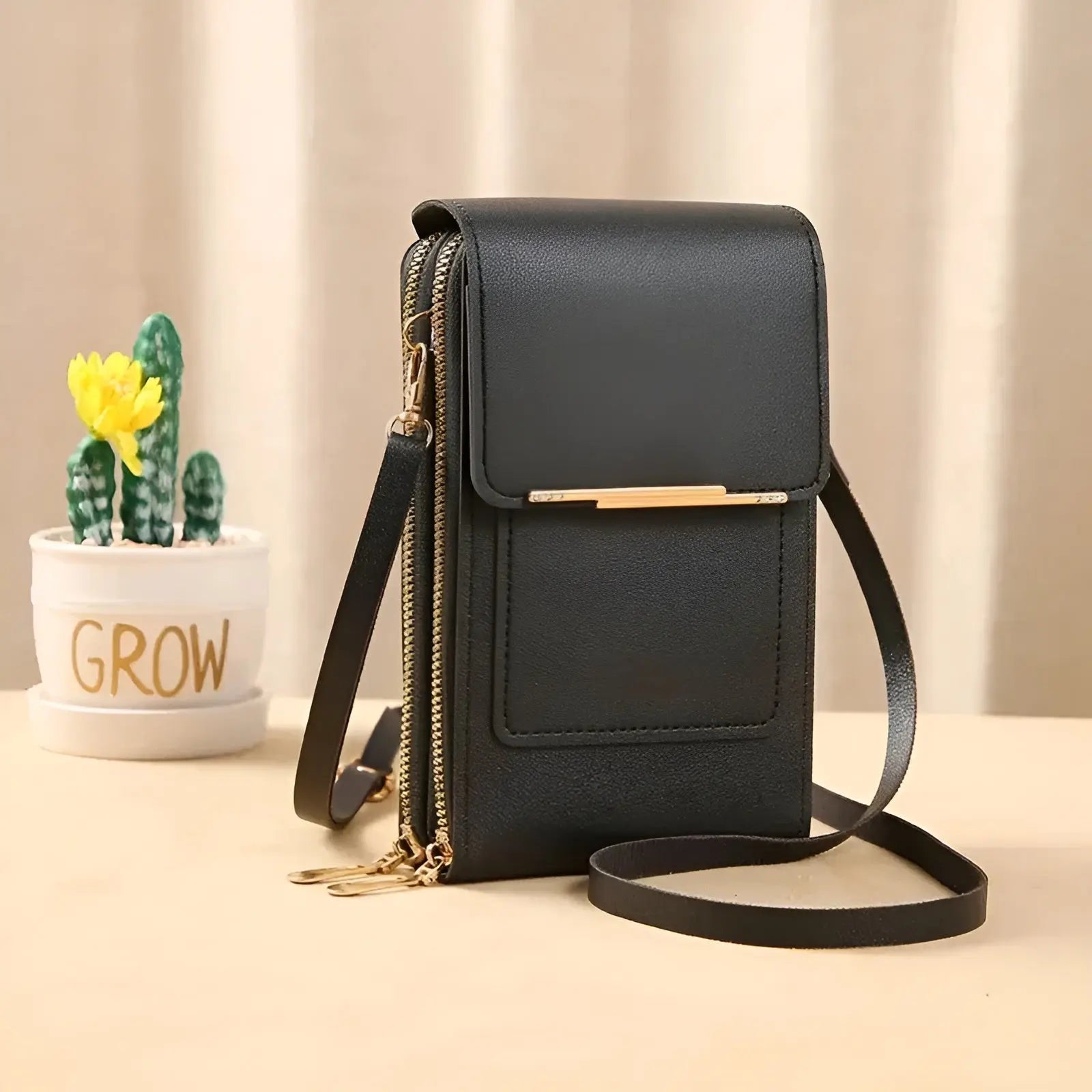 Soft Leather Shoulder Bag with Anti-Theft Protection - SafeTouch-Black-Nora Luxe