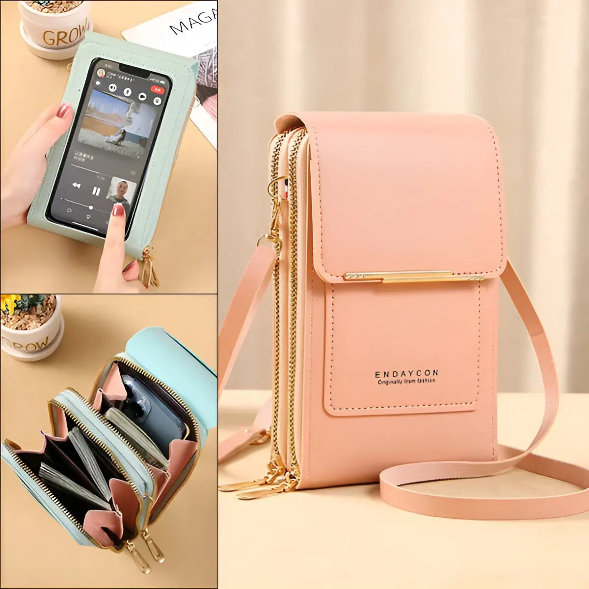 Soft Leather Shoulder Bag with Anti-Theft Protection - SafeTouch-Pink-Nora Luxe