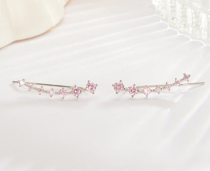 Sparkling Dangle Earrings-Pink zircon-Nora Luxe
