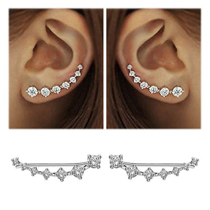 Sparkling Dangle Earrings-Silver-Nora Luxe