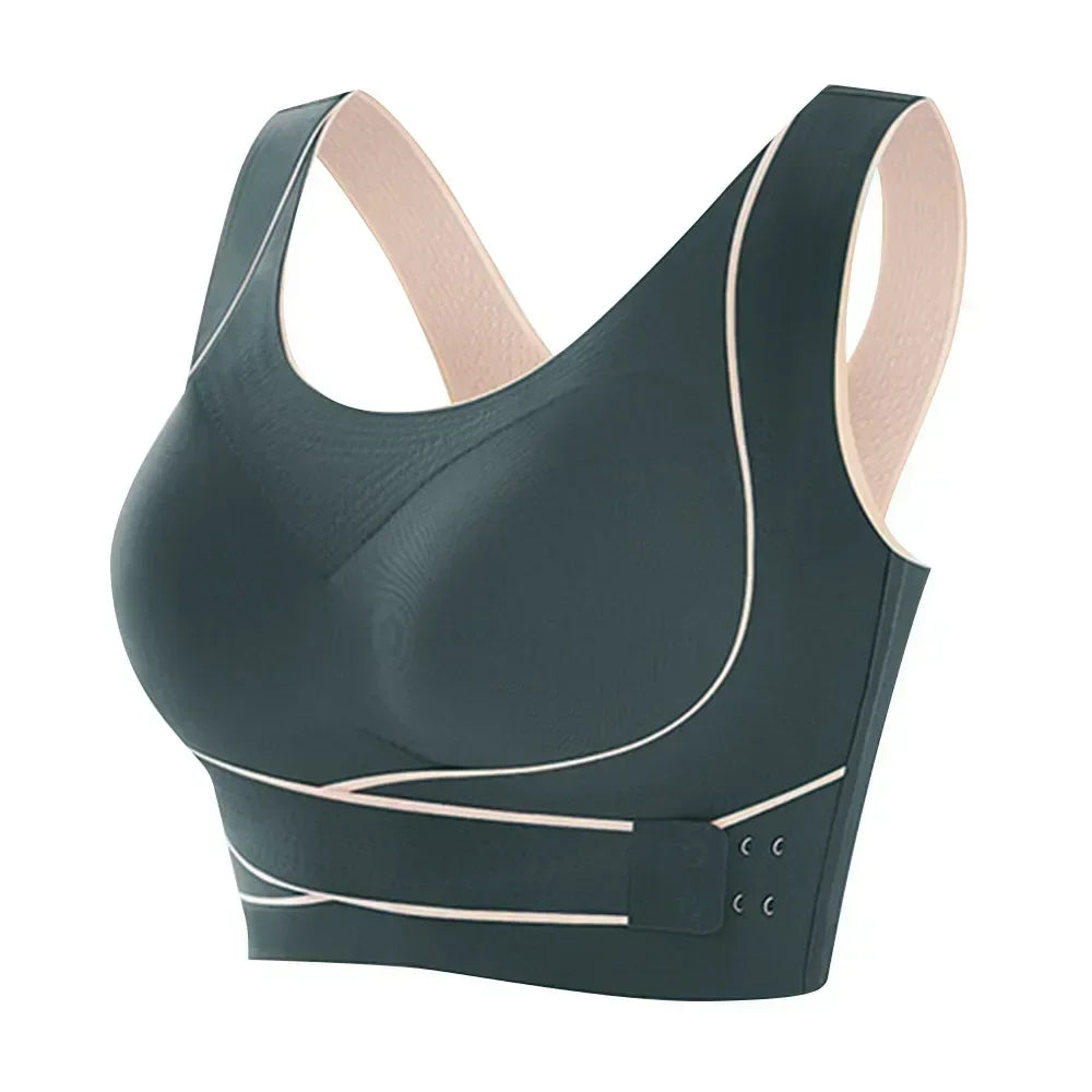 Sports Bra with Adjustable Closure - FlexiFit-Gray-M-Nora Luxe
