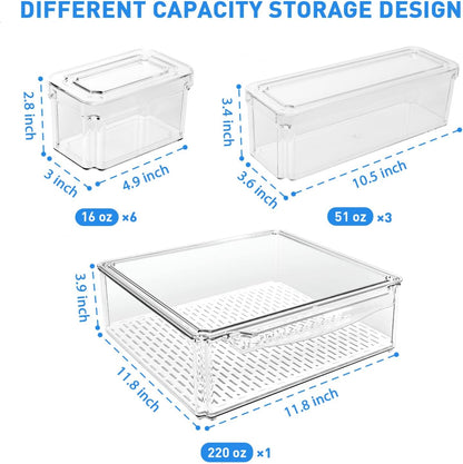 Stackable Fridge Organizer Set of 10 - FridgeMaster-Nora Luxe