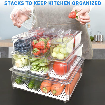 Stackable Fridge Organizer Set of 10 - FridgeMaster-Nora Luxe