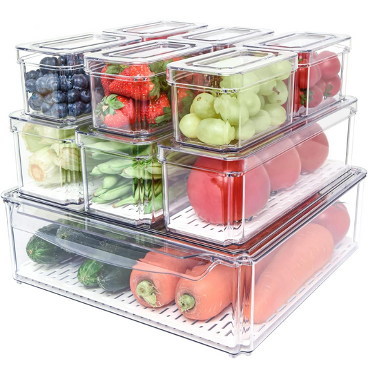 Space Saving Refrigerator Storage Containers 10 Piece Set - Pexav