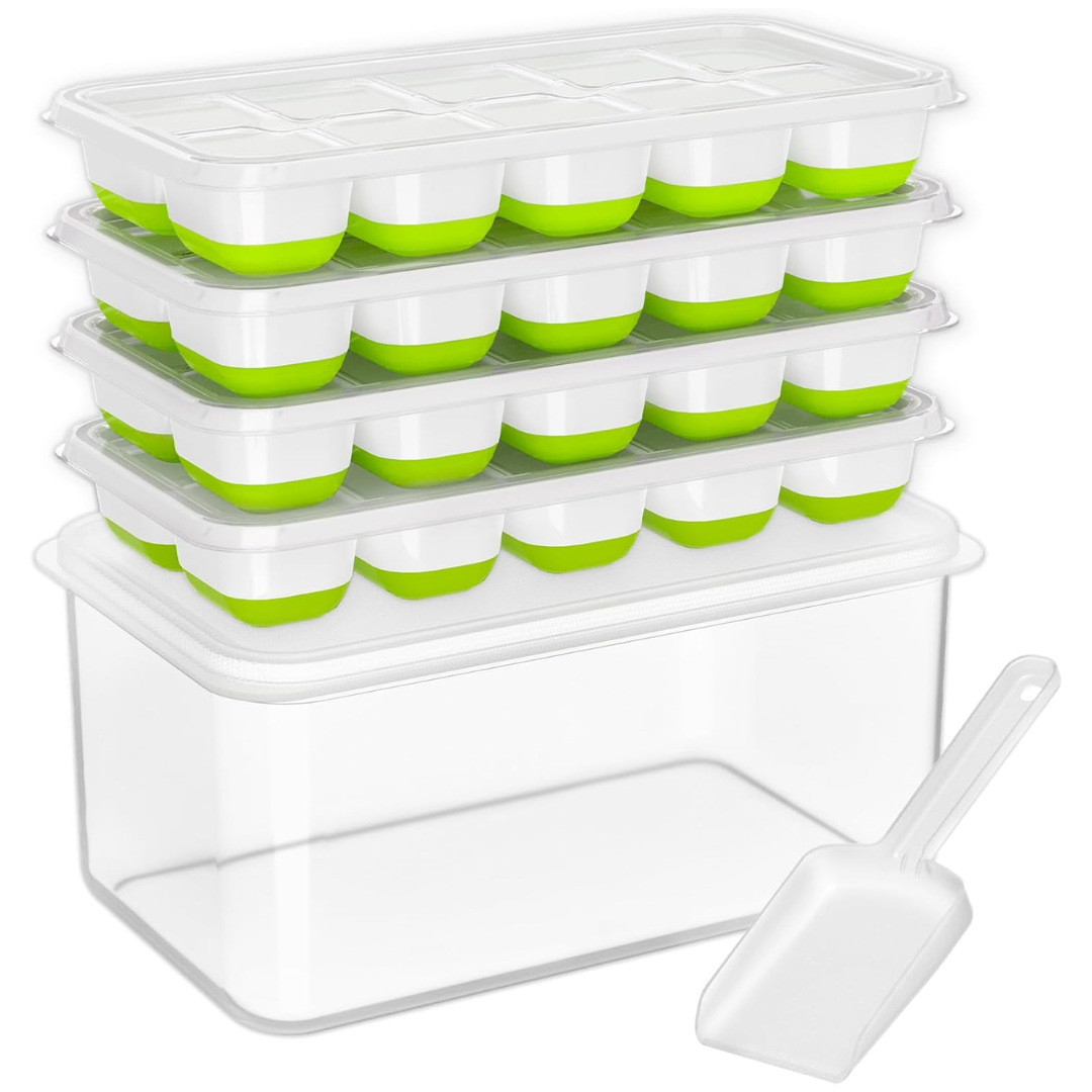 Space Saving Flexible Ice Cube Trays with Container - Pexav