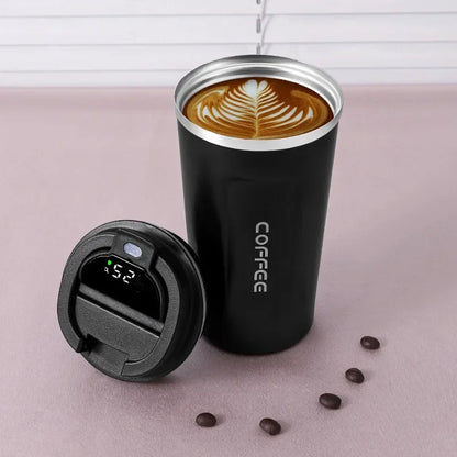Stainless Steel Thermo Mug with Smart Temperature Display - TempMate-Black-380ML-Nora Luxe
