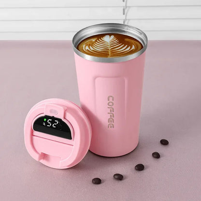 Stainless Steel Thermo Mug with Smart Temperature Display - TempMate-Pink-380ML-Nora Luxe