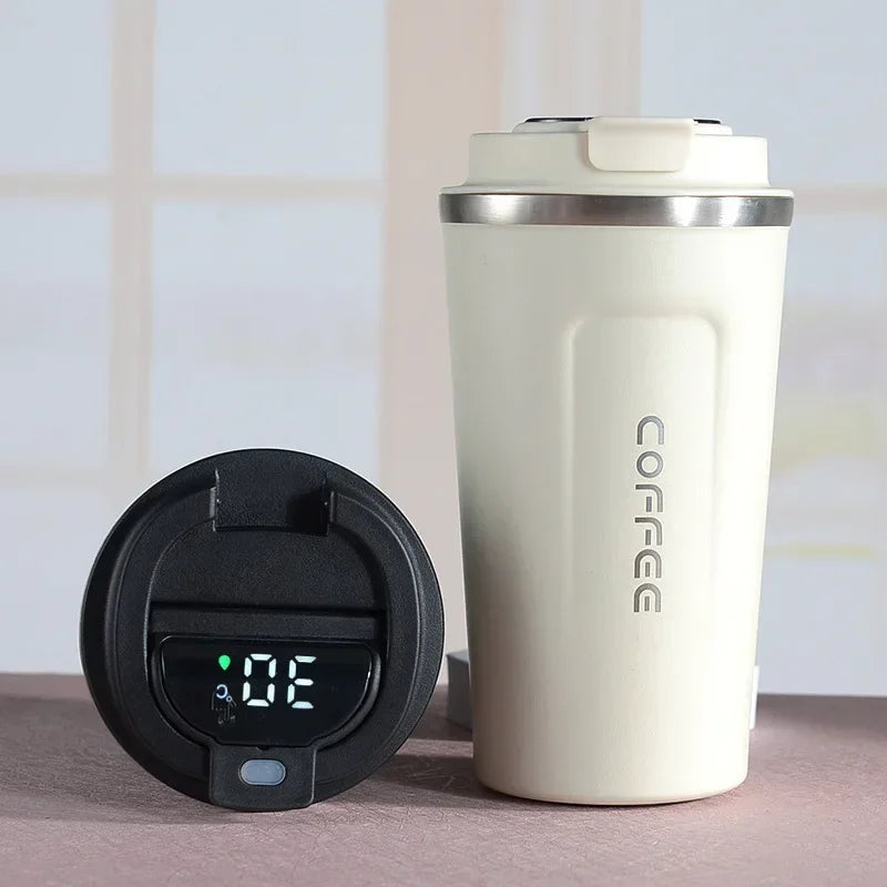 Stainless Steel Thermo Mug with Smart Temperature Display - TempMate-Pink Portable Rope-380ML-Nora Luxe