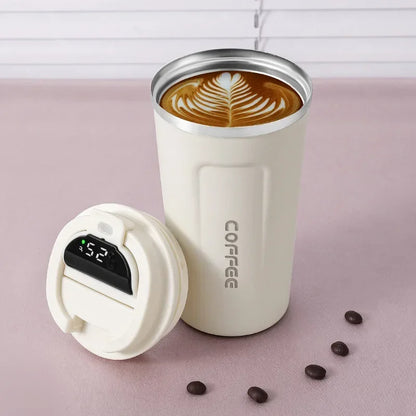 Stainless Steel Thermo Mug with Smart Temperature Display - TempMate-White-380ML-Nora Luxe