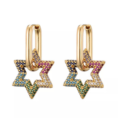 Star Crystal Hoop Earrings | Sparkling Women's Jewellery-MULTI-COLOURED-Nora Luxe