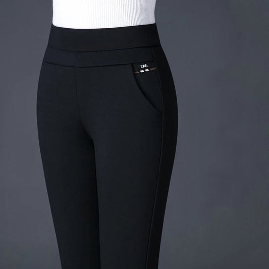 Comfortable Women's High Waist Elastic Trousers - Pexav