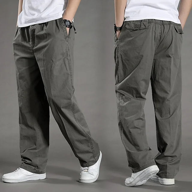 Comfortable Men's Elastic Waist Cargo Pants - Pexav