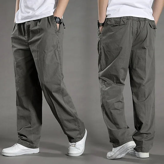 Comfortable Men's Elastic Waist Cargo Pants - Pexav