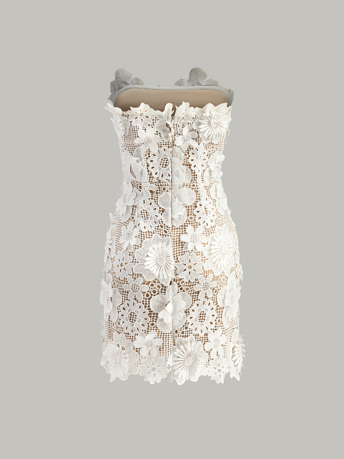 Sleeveless Floral Lace Evening Dress