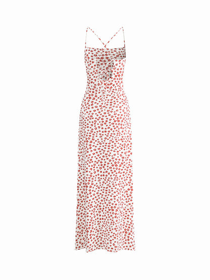 Chic Summer Floral Maxi Sundress with Cross Straps