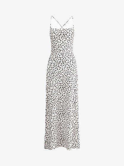 Chic Summer Floral Maxi Sundress with Cross Straps