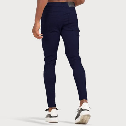 Stretch Men’s Trousers - Oliver-Dark Blue-28-Nora Luxe