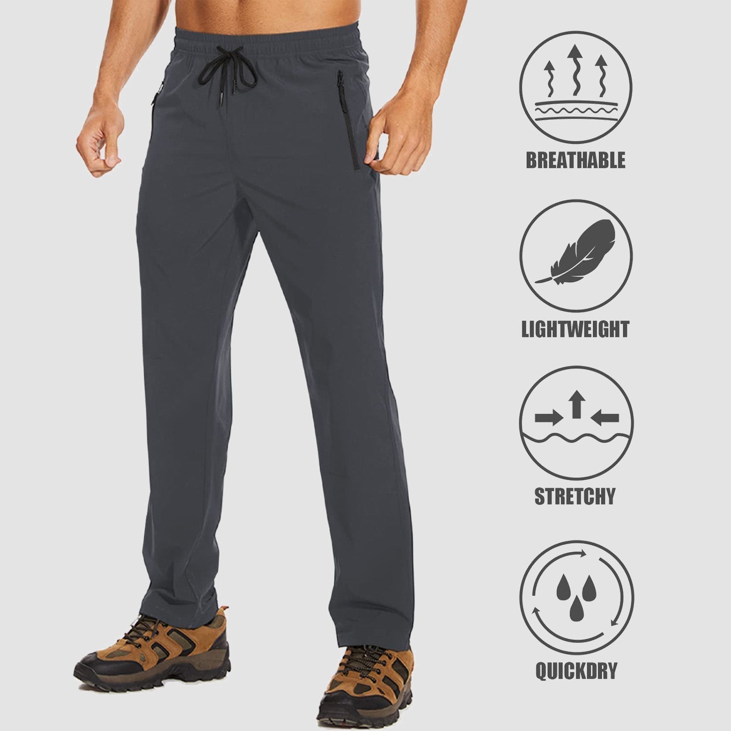 Stretch & Quick-Drying Men's Outdoor Trousers - FlexiTrek-Dark Gray-S-Nora Luxe