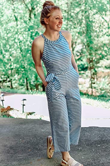 Women's Classic Wide Leg V-Neck Jumpsuit - Pexav
