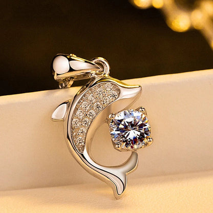 Stunning Crystal Dolphin Pendant Necklace-Nora Luxe