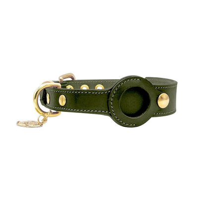 Stylish AirTag Collar for Pets - PurrTrack™-Dark green-S (11.81–14.57 in)-Nora Luxe
