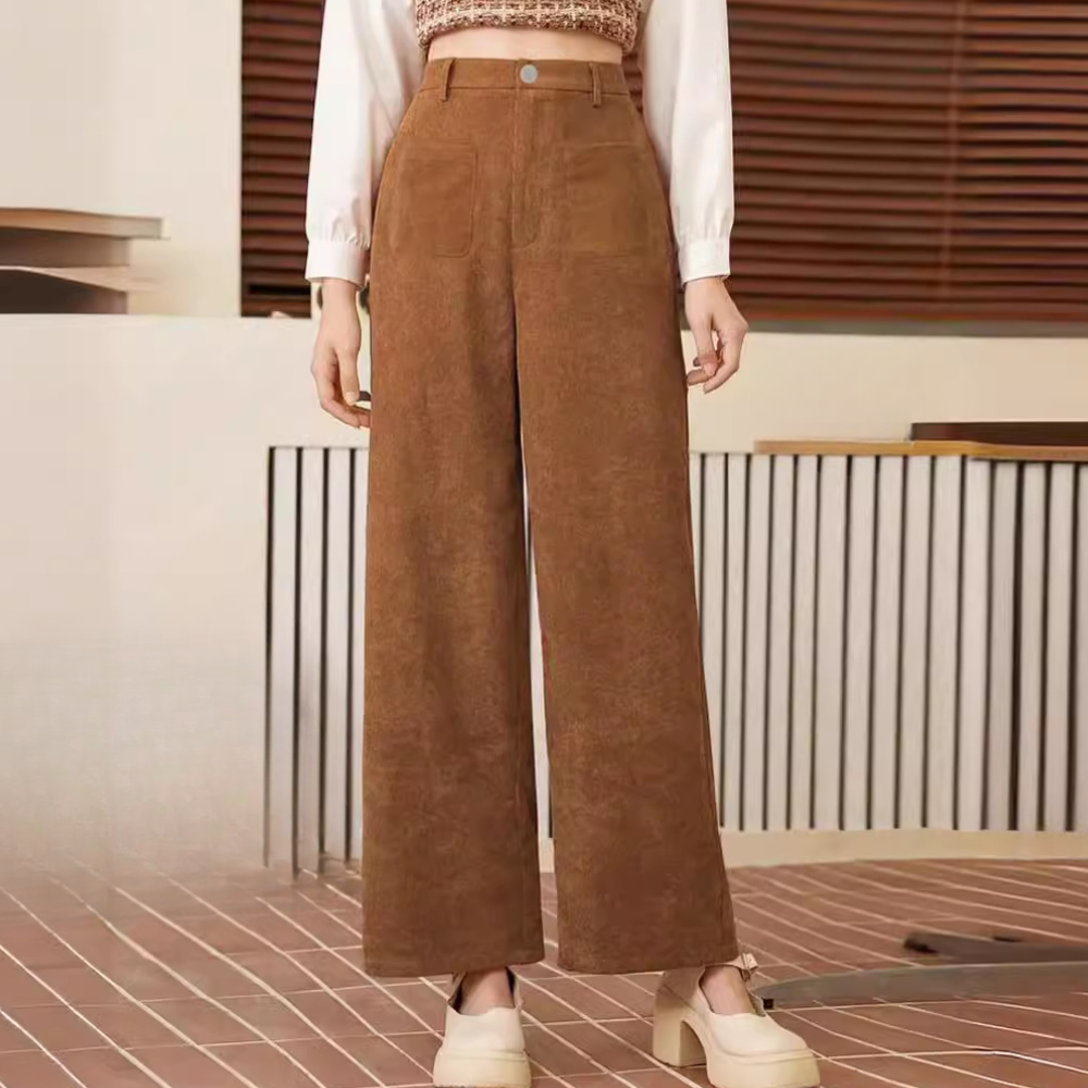 Classic Fit Brown Ladies Trousers - Pexav