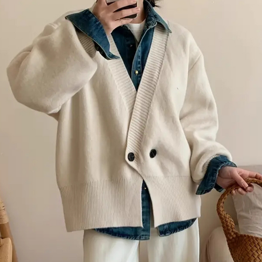 Warm Cream Knit Sweater for Ladies - Pexav