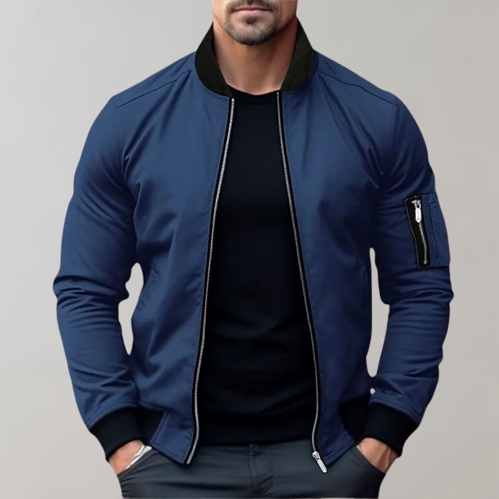 Trendy Mens Bomber Leather Jacket - Pexav